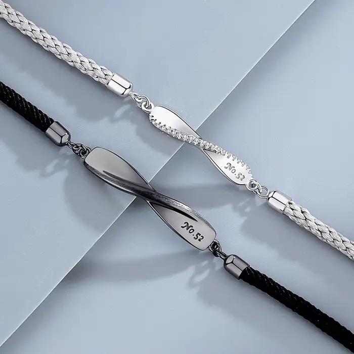 Bracelet romantique en alliage ondulé pour hommes et femmes, amour éternel, bracelet pour amis, bracelets pour couples, ULà main, anneau de us start
