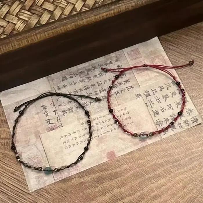 Bracelet tressé fait main style chinois minimaliste pour femmes boucle de paix bijoux de richesse cadeau pour occassions spéciales anniversaire mariage quotidien sortie shopping office