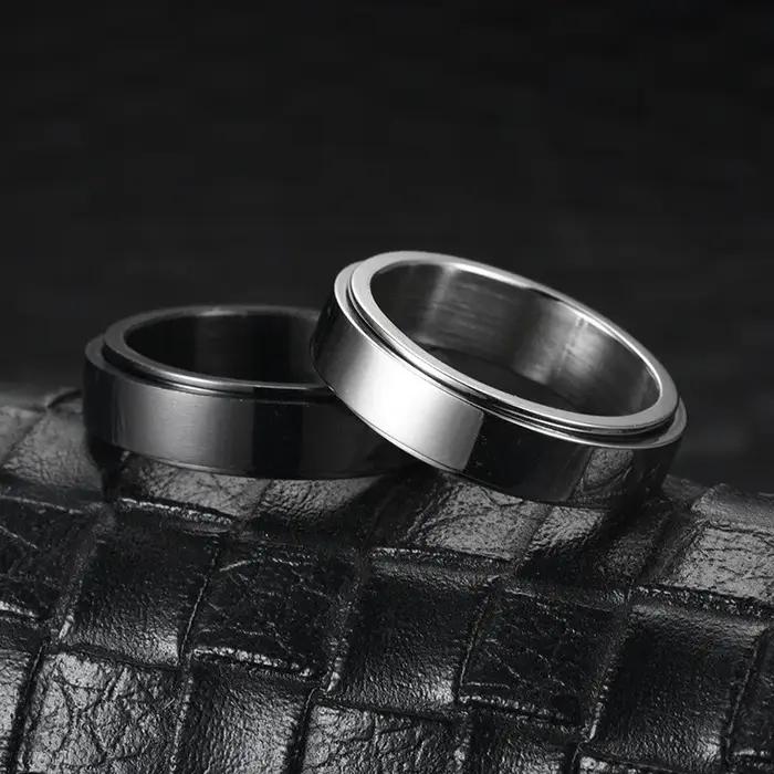 Anneaux de couple anti-stress en acier inoxydable pour homme et femme, idéaux pour les occasions spéciales et le quotidien, avec fonction de relaxation et tracker de fitness