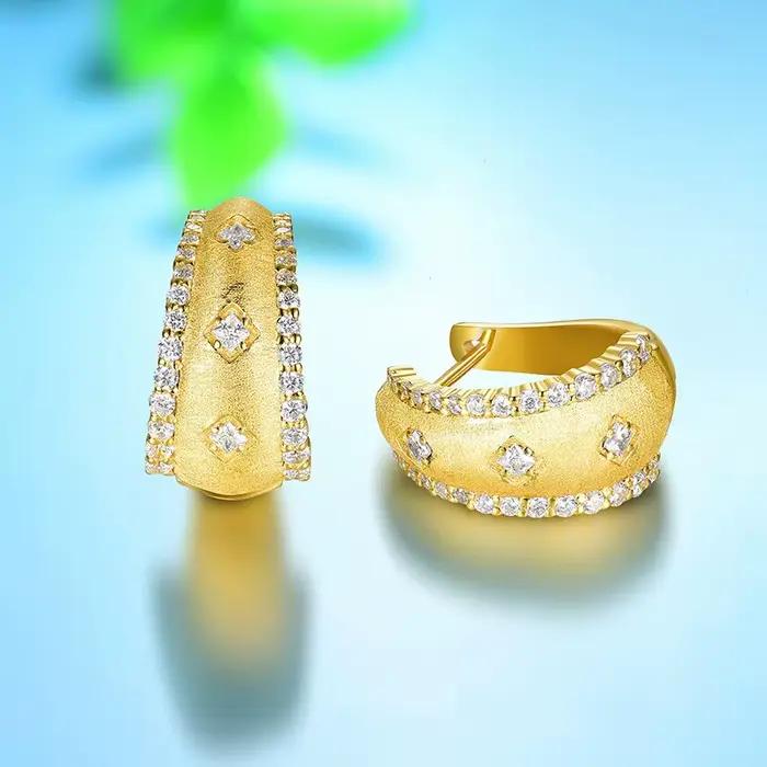 Boucles d'oreilles BELLUX en argent sterling 925 plaqué or 18 carats, fabrication artisanale italien