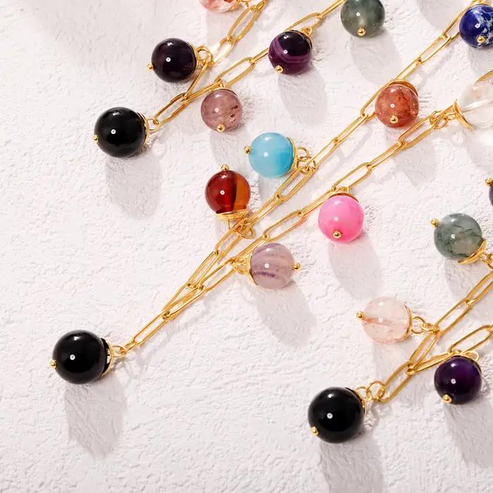 Collier à breloques en pierre naturelle pour femme, plaqué or 18 carats, colliers de cou, bijoux Boho, multi-documents, JOPresidence
