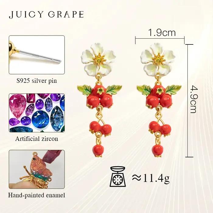 Boucles d'Oreilles en Forme de Fleur de Fruit pour Femme