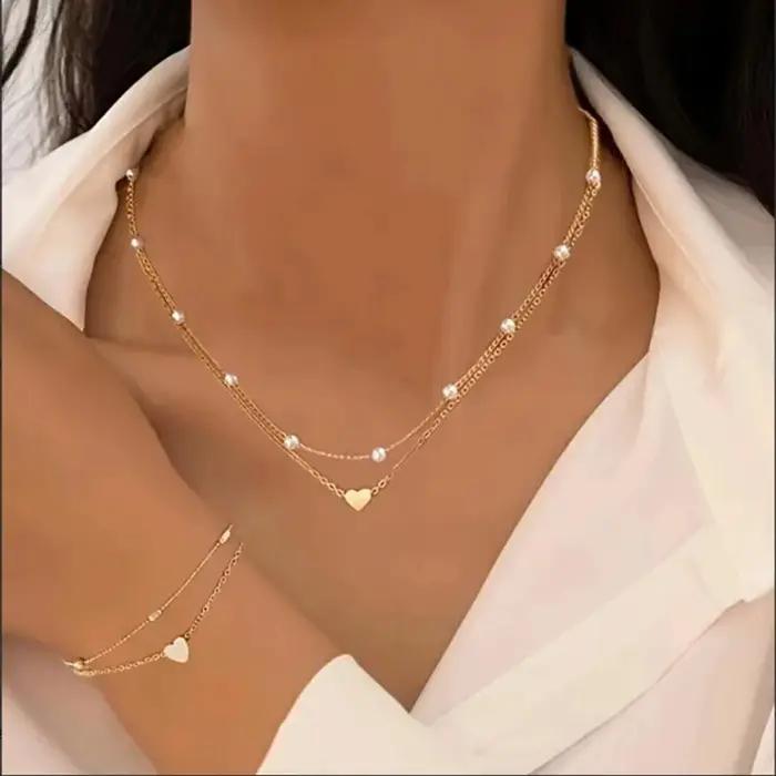 Ensemble de bijoux en forme de cœur pour femmes
