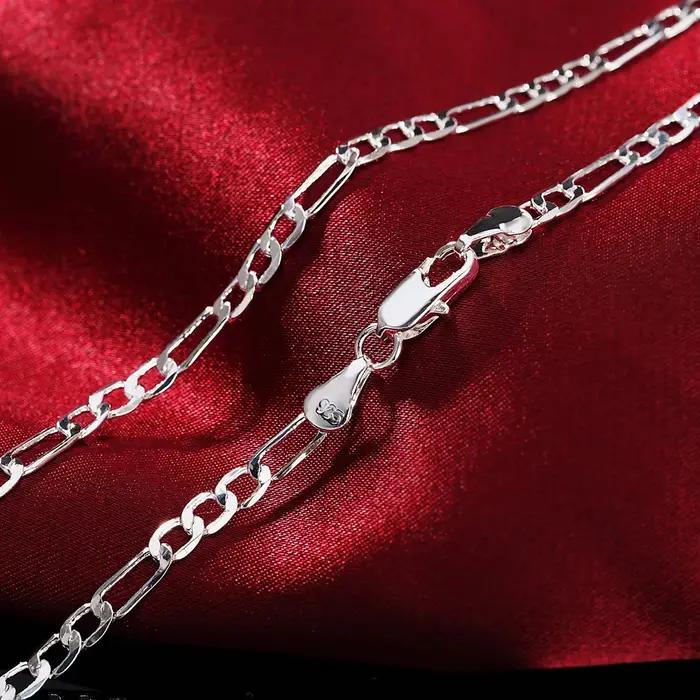 Nouvel Arrivage Noble : Ensemble de Bijoux en Argent 925 avec Chaîne de 4 mm pour Hommes et Femmes