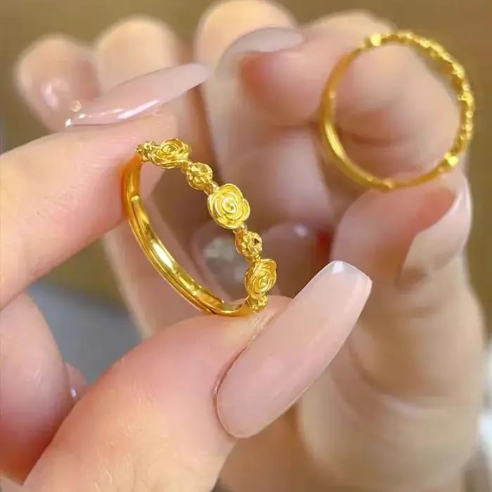 Bague romantique rétro en forme de Rose pour femmes