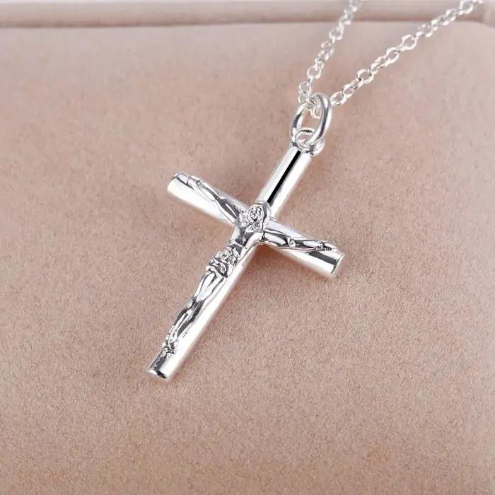 Nouveau 925 collier en argent Sterling croix pour hommes femmes mode clavicule chaîne colliers de ma