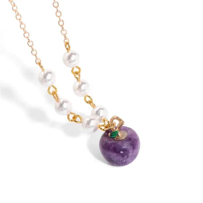 ChimApple-Collier pendentif en pierre de pomme pour femme