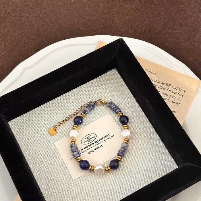 Collier avec pendentif en pierre lapis-lazuli pour femme