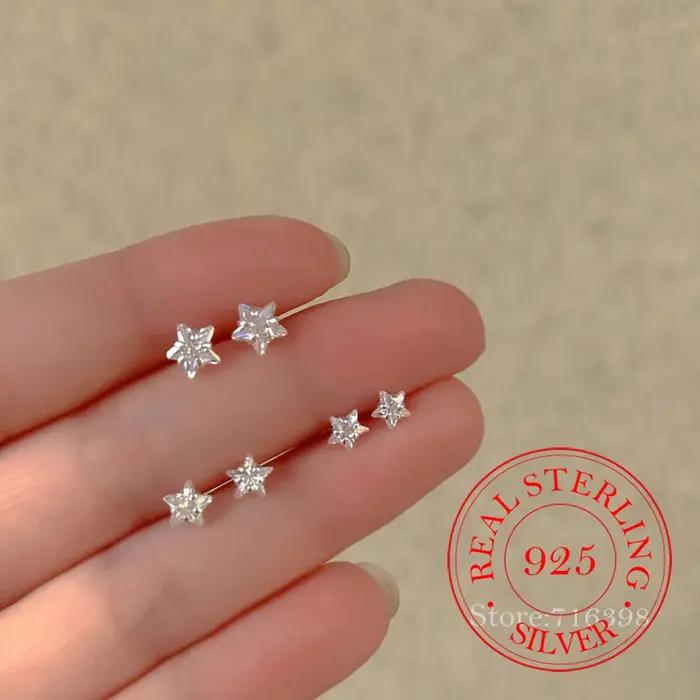 Boucles d'oreilles originales en argent Sterling 925, étoile en cristal, pour femmes et filles, aigu