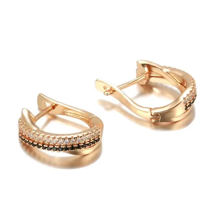Boucle d'oreille en or véritable 14 carats pour femmes