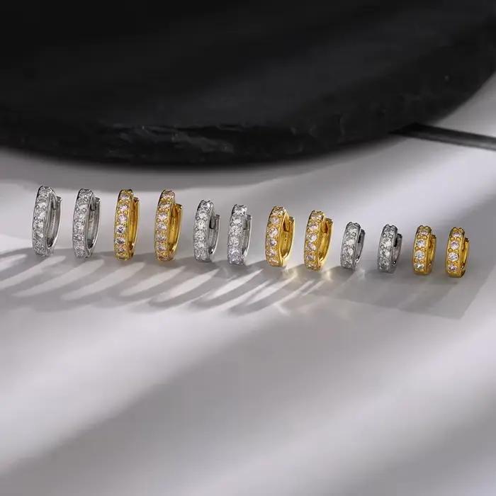Boucles d'oreilles créoles en argent sterling 925 avec strass et cristal pour femmes et filles romantiques de luxe bijoux mode à offrir pour occasions spéciales