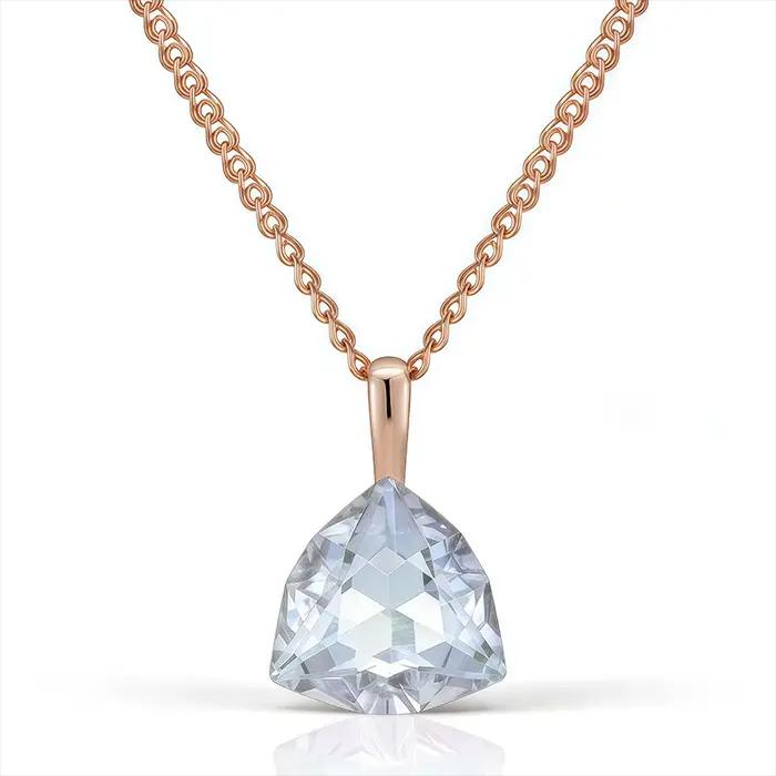 Wbmqda Shiy – pendentif et collier en pierre blanche pour femmes, couleur or Rose 585, grand Zircon de luxe, accessoires de bijoux de mariage