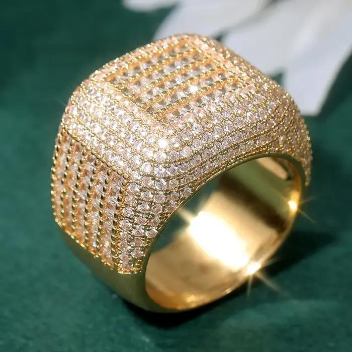 Magnifique bague de mariage large plaquée or pour femme