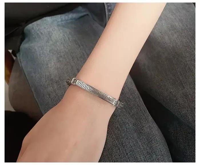 Bracelet rétro en argent sterling 925 pour hommes et femmes élégant à offrir pour occasions spéciales