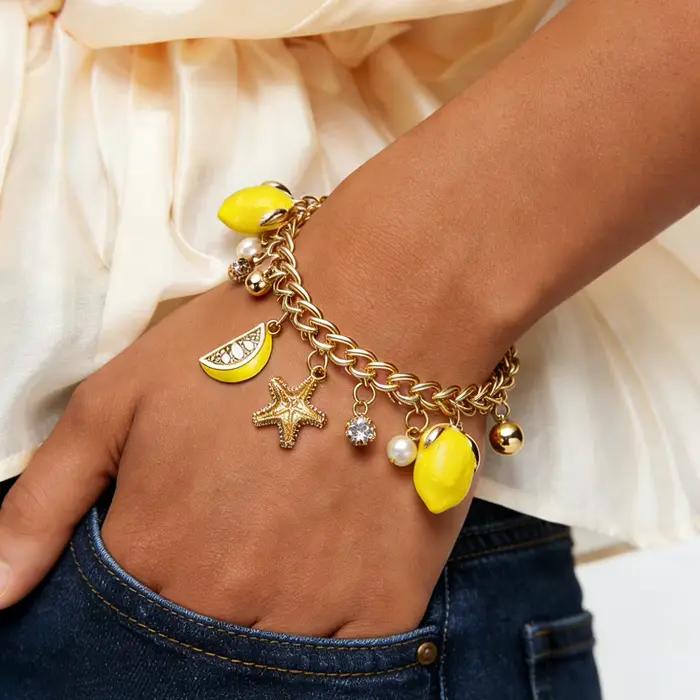 Bracelet pendentif citron vert pour femme, léger et confortable, idéal pour le quotidien, printemps-été