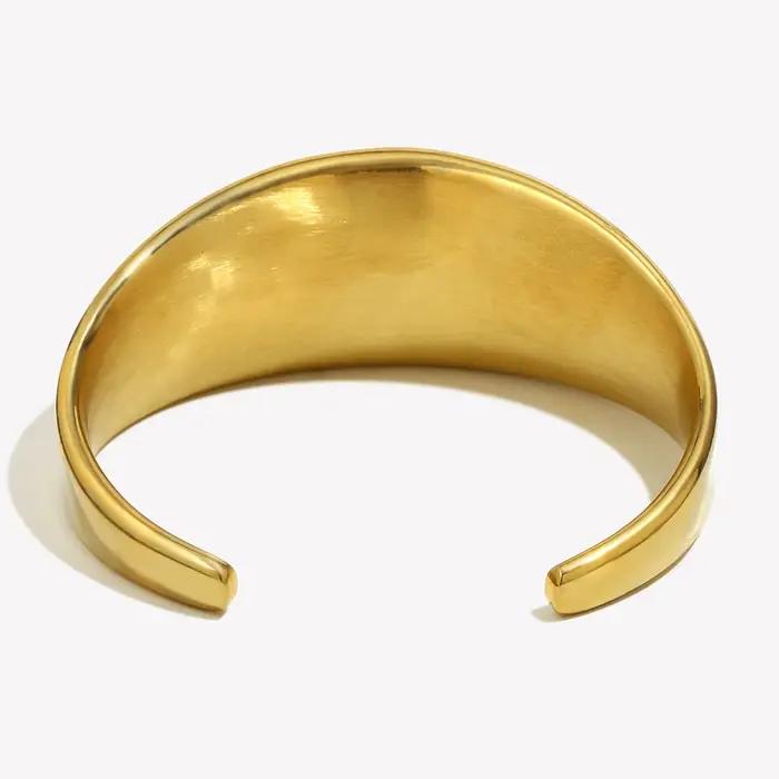 Bracelet de Manchette E.B.belle en Acier Inoxydable Plaqué Or 18K pour Femmes Occasions Spéciales Élégance Moderne Sophistication