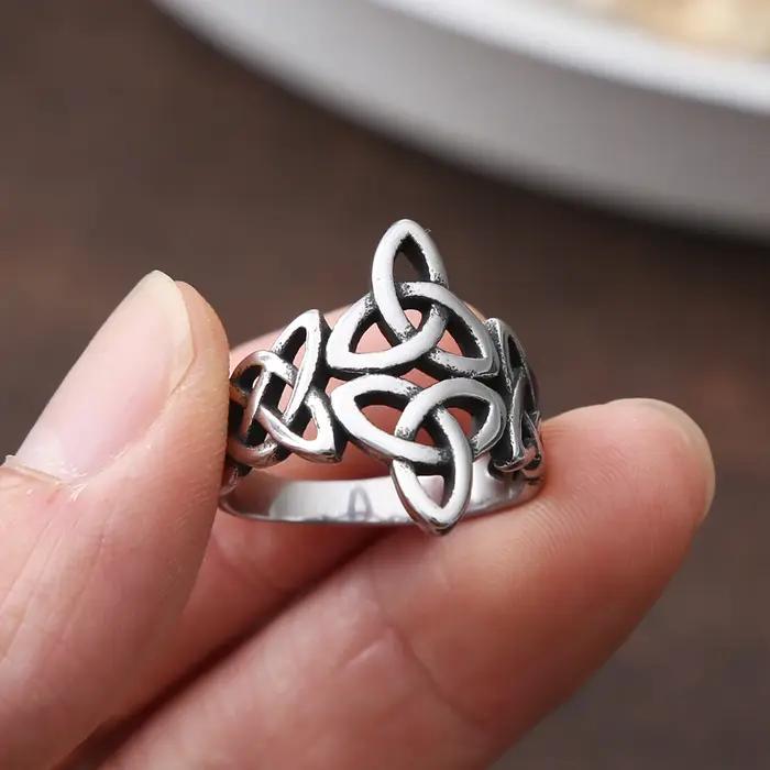 Triquetra celtique noeud anneau acier couleur nordique acier inoxydable Viking anneau hommes et femm