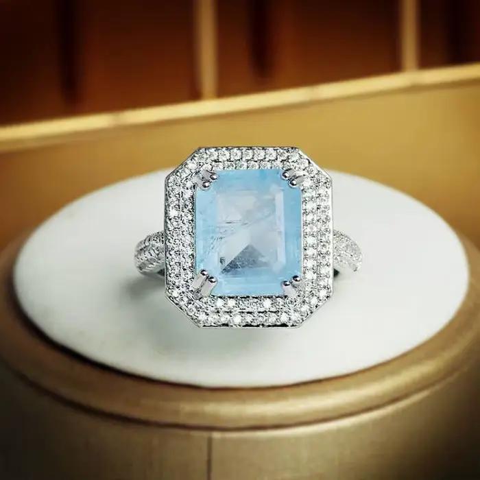 Bague Paraiba en Zircon rose bleu vert pour femmes bijou de fête haute qualité bague de fiançailles cadeau d'anniversaire pour femmes occasions spéciales