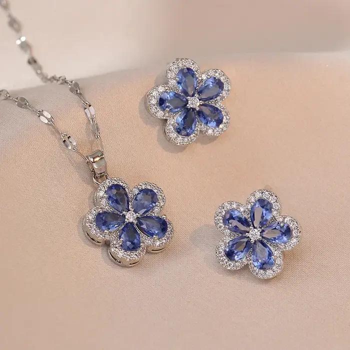 Ensemble de bijoux en argent S925 serti de zirconium pour mariage et célébrations élégantes femmes occasions spéciales