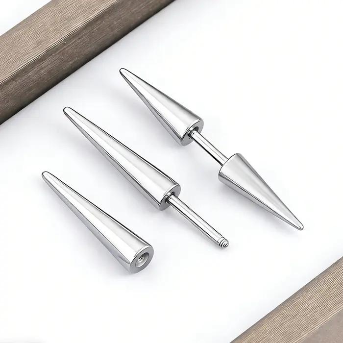 Boucles d'Oreilles Punk Rock à Pointes Coniques en Acier Inoxydable DIY pour Piercing Hommes Femmes Occasions Spéciales