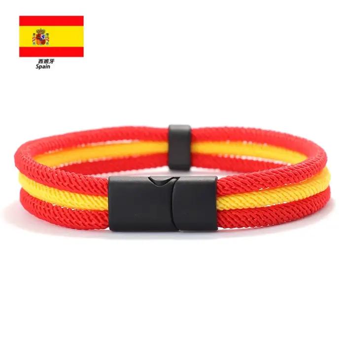 Bracelet couleur drapeau pour hommes, Grade A, 4mm, corde de Milan, boucle magnétique détachable, sy
