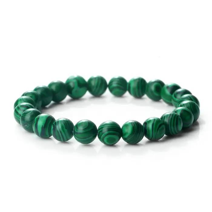 Bracelet en malachite verte de 8 mm pour femmes et hommes, bracelet en pierre de malachite naturelle