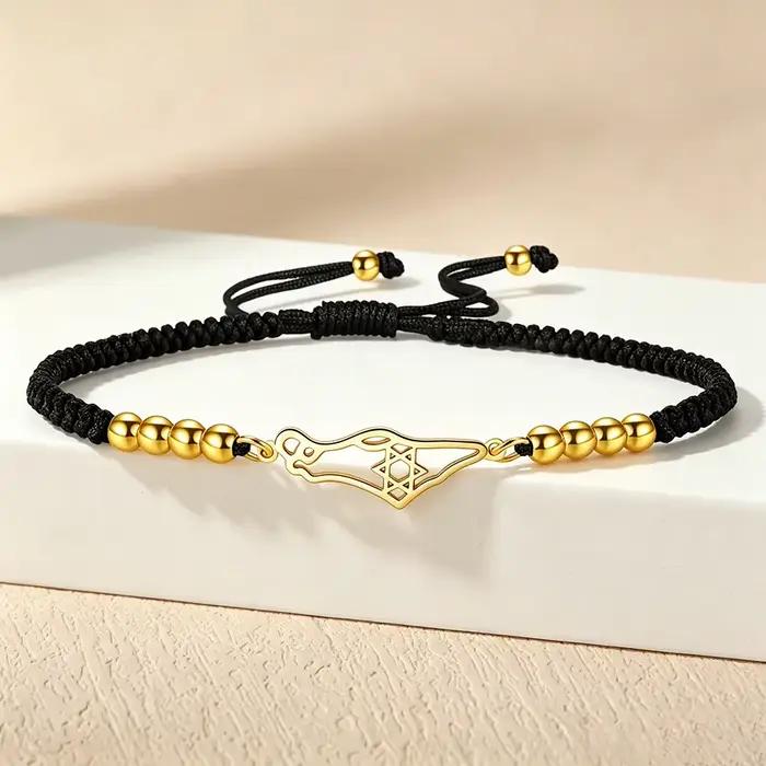Bracelet pendentif étoile de David pour femmes et hommes, en acier inoxydable, carte de la Palestine, lien réglable, Magen David, bijoux juifs, cadeaux