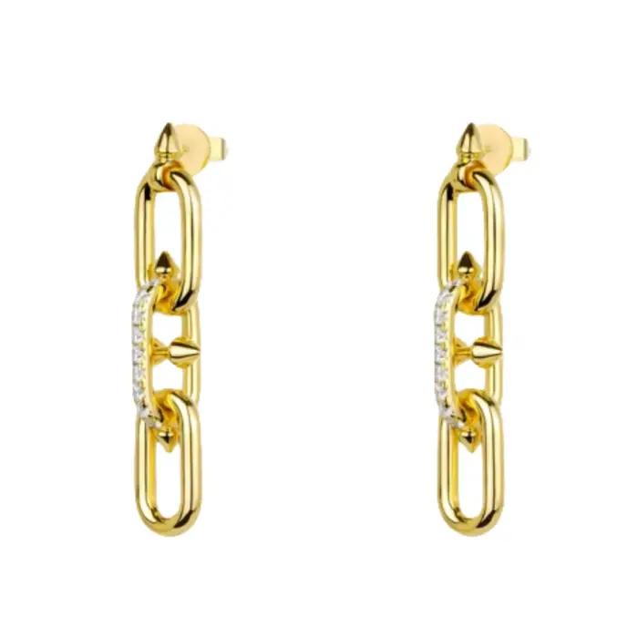 BELLUX 925 argent synthétique Zircon or anneau boucle dynamique mode ongles femmes boucles d'oreille