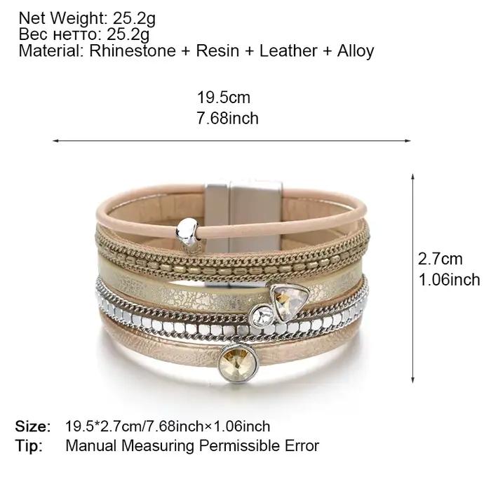 Bracelet en cuir cristal multicouche bohème personnalisable pour femmes occasions spéciales wrap bracelet ajustable tension diverse styles