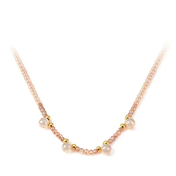 Lokaer – collier en cristal rose fait à la main pour femmes, accessoires plaqués or 18 carats, bijoux de fête en acier inoxydable, N26048