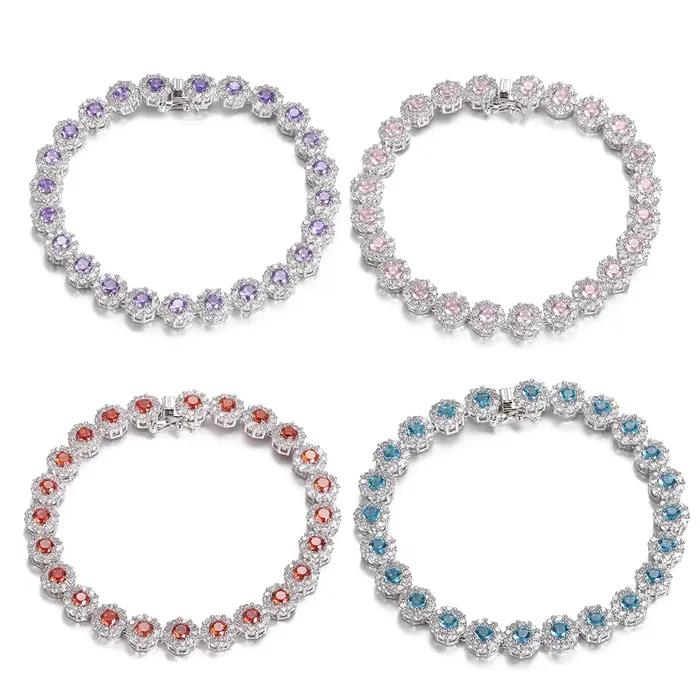 Bracelet de Tennis Brillant Plaqué Argent S925 Zircone Cubique Cadeau de Mariage Soirée Gala Accessoire Mode Femme Occasions Spéciales