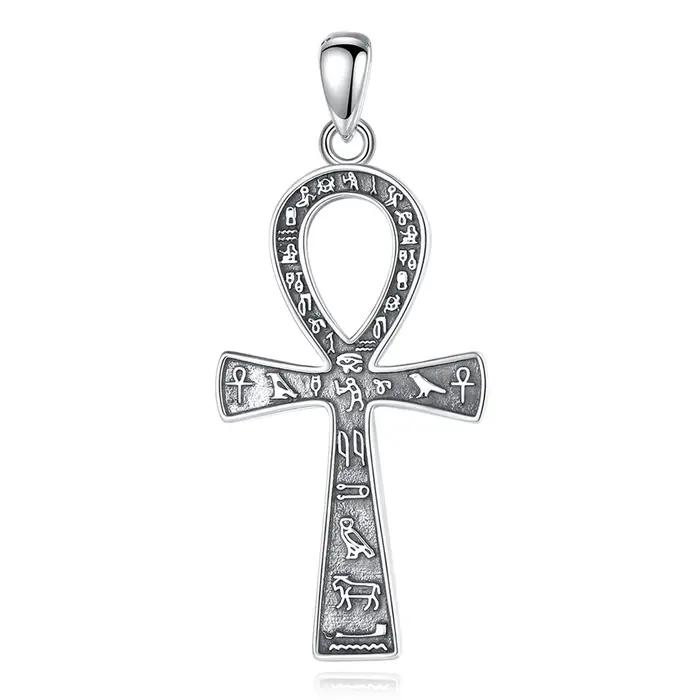 Eudora 925 argent Sterling ancien égyptien Ankh croix collier pour femmes homme Fine motard amulette