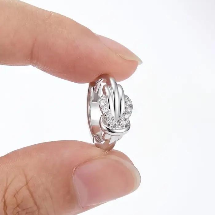 Boucles d'oreilles en argent sterling 925 pour femmes avec zirconium blanc élégantes pour mariage fiançailles cadeaux de mode et soirées