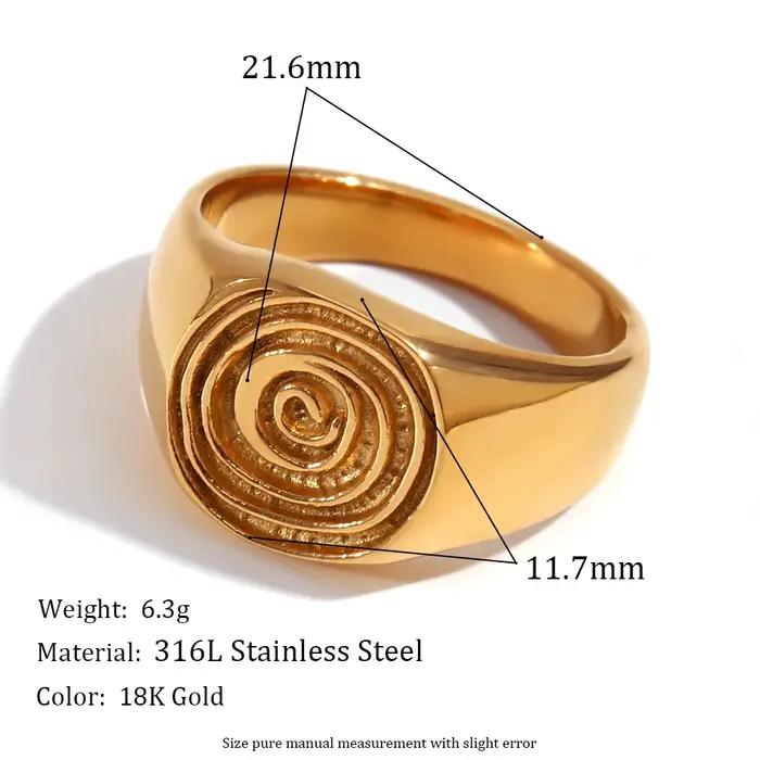 Bague Étanche aux Empreintes Digitales Drôle et Élégante en Plaqué Or 18 Carats pour Femmes Occasions Spéciales