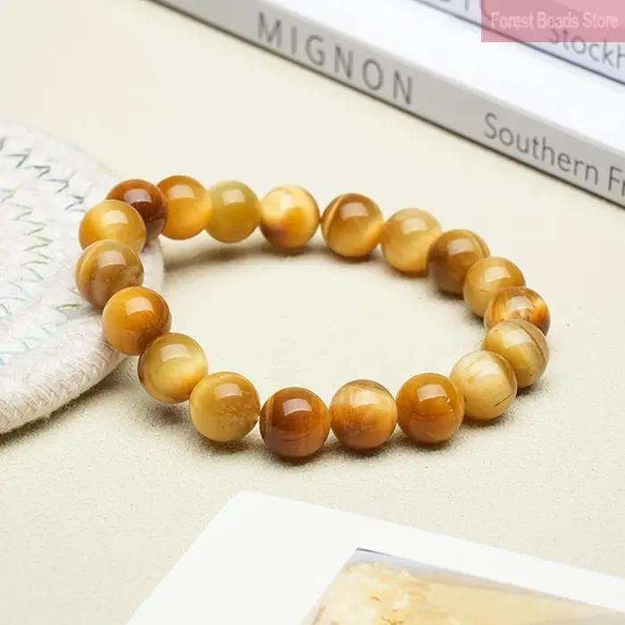 Bracelets en pierre d'oeil de tigre doré naturel pour femmes et filles