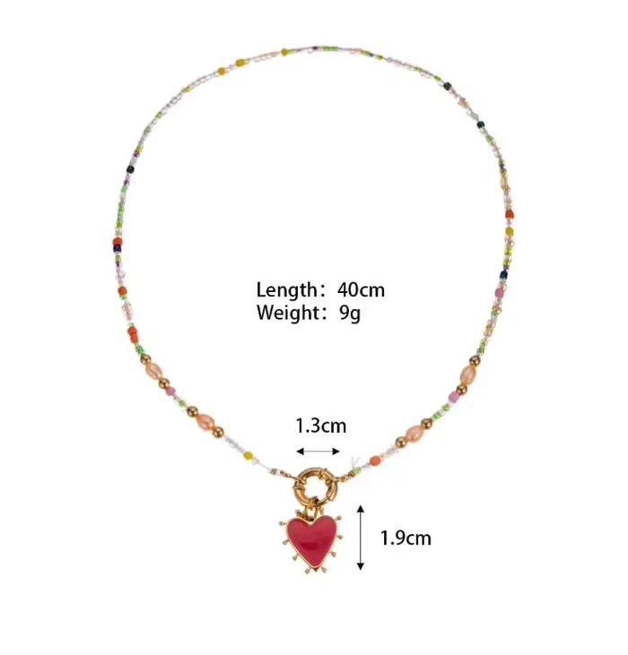 Fête des mères maman collier cadeau émail coeur pendentif
