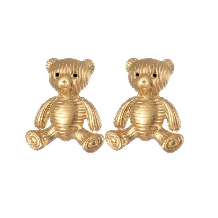 925 argent Sterling rétro mignon ours boucles d'oreilles pour femme filles dessin animé dame Aretes noël boucle d'oreille De Mujer cadeau De fête