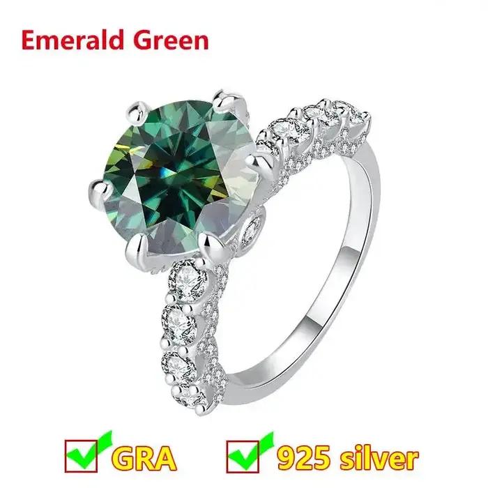 Bagues en argent sterling S925 avec moissanite 5 carats