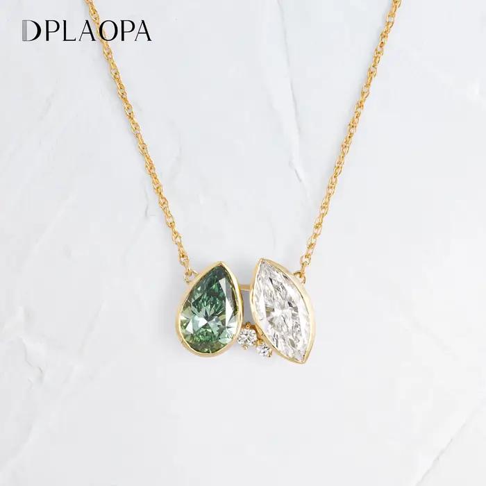 Pendentif en forme de poire marquoise en argent Sterling 925 avec Zircon vert et bleu collier CZ pour femmes bijoux de luxe pour occasions spéciales