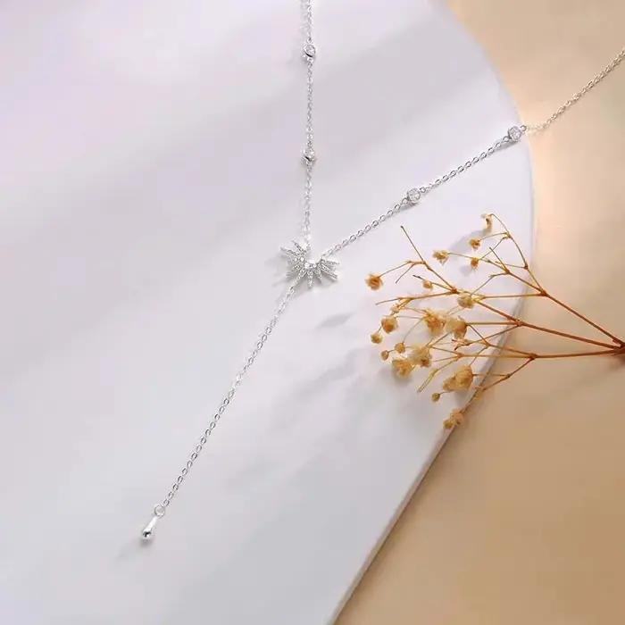 Collier pendentif en forme de Y en acier inoxydable pour femmes et filles
