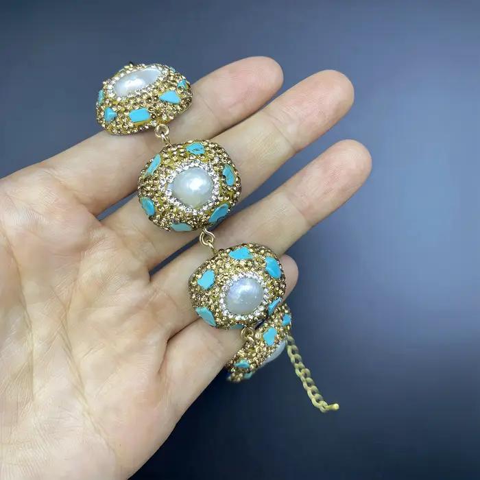 Bijoux en perles d'eau douce naturelles avec strass