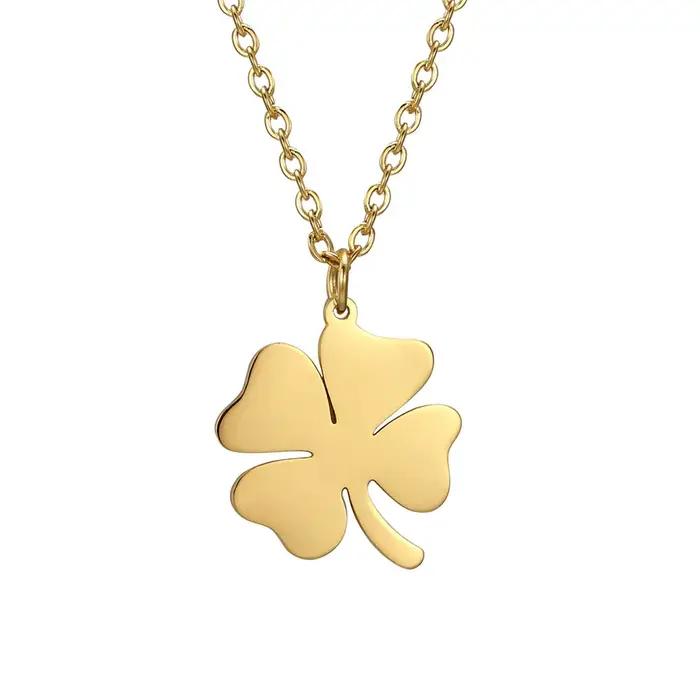 Collier pendentif trèfle porte-bonheur cazador acier inoxydable couleur or pour femmes occasions spéciales anniversaire mariage cadeau