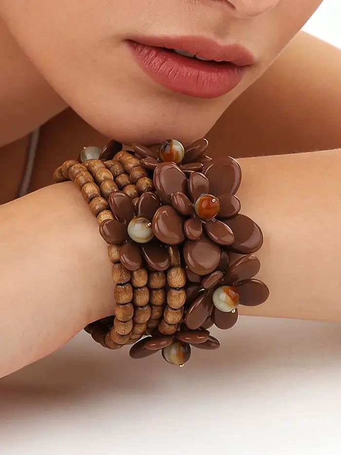 Bracelet de perles fait main avec fleur pour femme, bracelet de cheville vintage, accessoires de déclaration