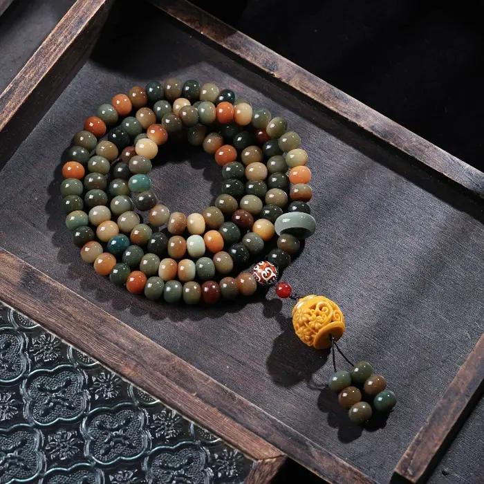 Bracelet Bodhi en racine de Bodhi perles géométriques uni-sexuel pour célébrer Noël Saint Valentin Nouvel An chinois occasions spéciales