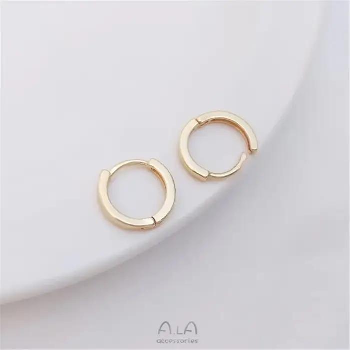 Boucles d'oreilles plates plaquées or 14 carats, circulaires avec boucles d'oreilles suspendues, bou