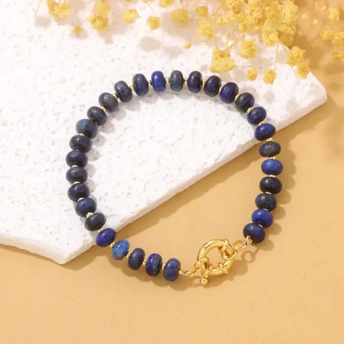 Bracelet en pierres naturelles rondeles pour femmes avec finitions en or occasions spéciales bijoux cadeaux