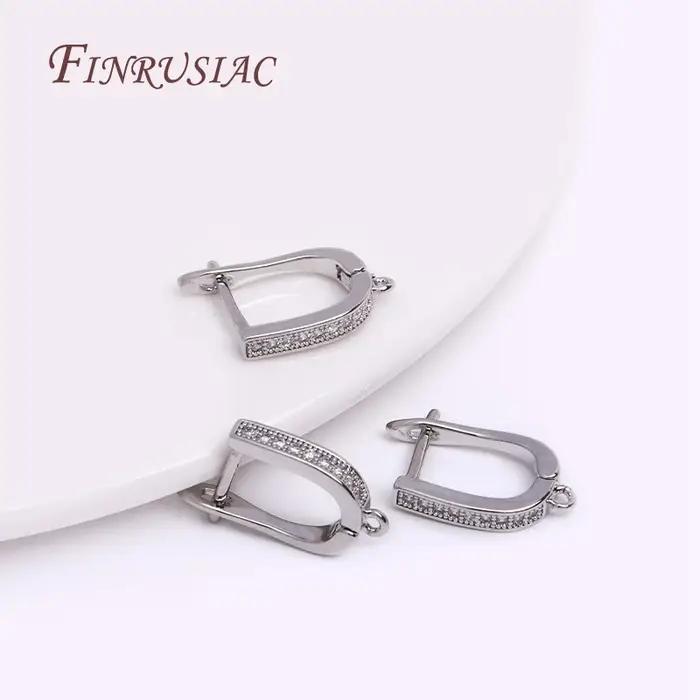 Boucles d'oreilles classiques en Zircon, plaqué or véritable 18K, Anti-allergie, fermoirs à crochet pour femmes, bricolage, matériel de fabrication de bijoux