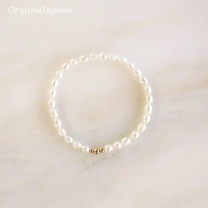 Bracelet en or rempli 14K avec perles naturelles design géométrique classique pour femme occasions spéciales vintage bohème