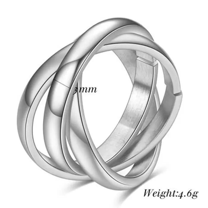 Personnaliser les bijoux 3 bagues ensembles pour les femmes en acier inoxydable bague de fiançailles de mariage personnalisé en gros