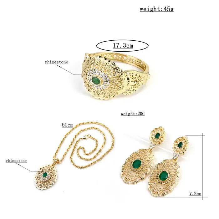 Sunspicems ensemble de Bijoux de mariage algérien et marocain couleur or boucles d'oreilles goutte manchette Bracelet pendentif collier de mariée arabe